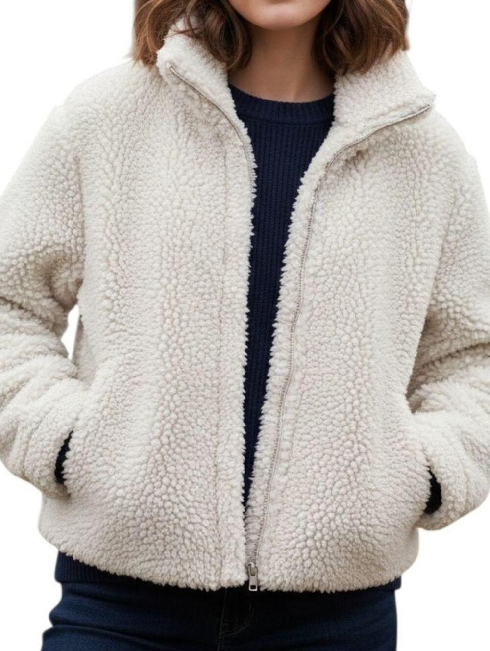 PacSun Off-White Teddy Fleece Jacket